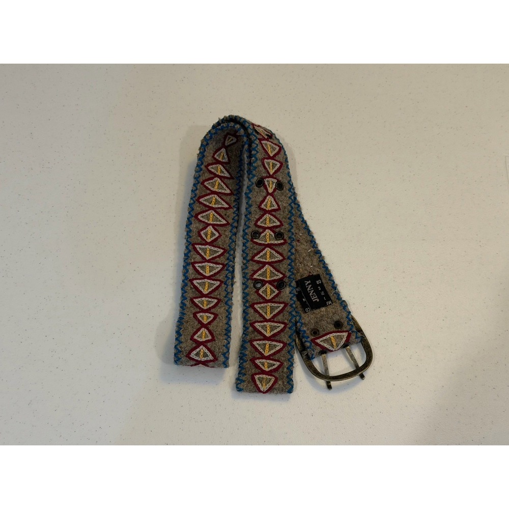 Jenny Krauss Wool Belt Embroidered Floral Boho Medium Made Peru Sundance - Picture 3 of 5